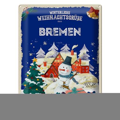 Cartel de chapa Saludos navideños de BREMEN regalo 30x40cm