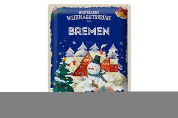 Plaque en étain Salutations de Noël de BREMEN cadeau 30x40cm 1