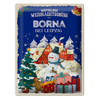 Cartel de chapa Saludos navideños BORNA cerca de Leipzig regalo 30x40cm