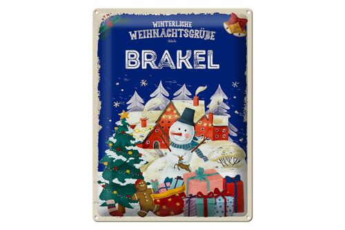Blechschild Weihnachtsgrüße aus BRAKEL Geschenk 30x40cm