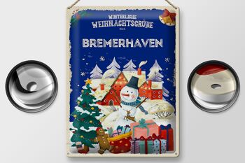 Plaque en tôle "Vœux de Noël de BREMERHAVEN" cadeau 30x40cm 2