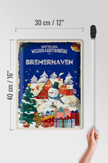 Plaque en tôle "Vœux de Noël de BREMERHAVEN" cadeau 30x40cm 4