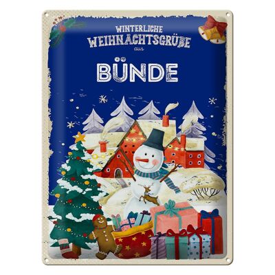 Panneau en étain Salutations de Noël BÜNDE cadeau fête 30x40cm