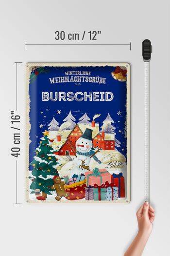Plaque en tôle Salutations de Noël BURSCHEID cadeau 30x40cm 4