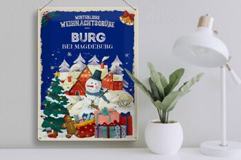 Plaque en tôle Salutations de Noël de BURG près de MAGDEBOURG cadeau 30x40cm 3