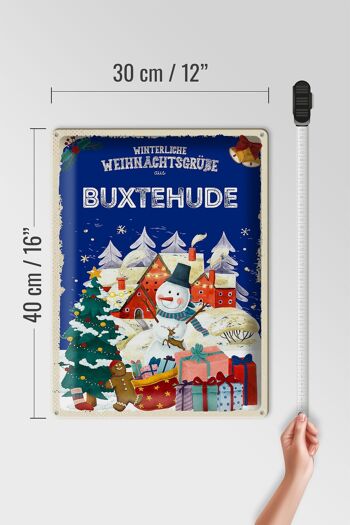 Plaque en tôle Vœux de Noël BUXTEHUDE cadeau 30x40cm 4
