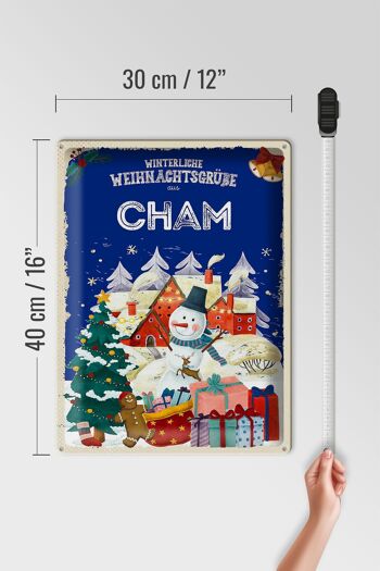 Panneau en étain Vœux de Noël CHAM festival de cadeaux 30x40cm 4