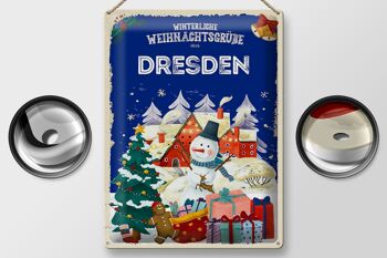 Plaque en tôle "Vœux de Noël de DRESDE" cadeau 30x40cm 2