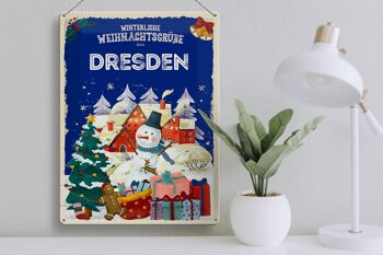 Plaque en tôle "Vœux de Noël de DRESDE" cadeau 30x40cm 3