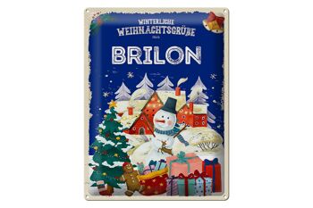 Plaque en tôle Salutations de Noël du cadeau BRILON 30x40cm 1