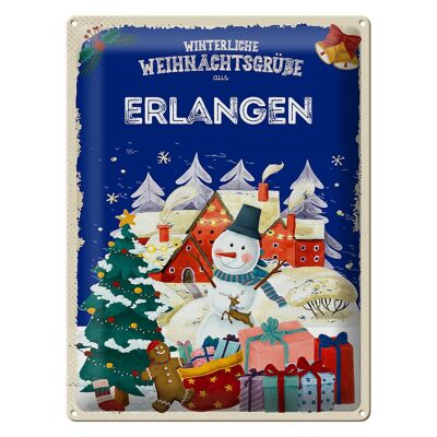 Plaque en tôle Salutations de Noël ERLANGEN cadeau 30x40cm
