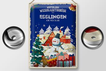 Plaque en étain Salutations de Noël d'ESSLINGEN AM NECKAR cadeau 30x40cm 2