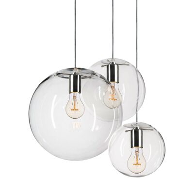s.LUCE - Marquesina modular de 3 o 5 lámparas con luz de galería Orb - modelo: 3 lámparas, cromado / transparente
