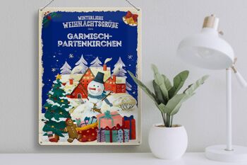 Plaque en tôle Vœux de Noël GARMISCH-PARTENKIRCHEN cadeau 30x40cm 3