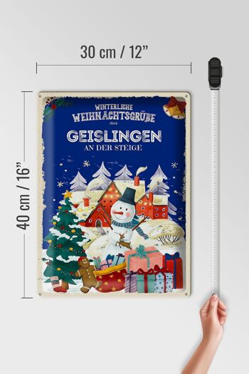 Plaque en tôle Vœux de Noël GEISLINGEN AN DER STEIGE cadeau 30x40cm 4