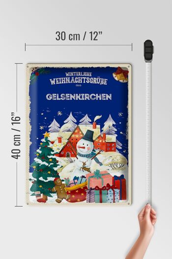 Plaque en étain Salutations de Noël GELSENKIRCHEN cadeau 30x40cm 4