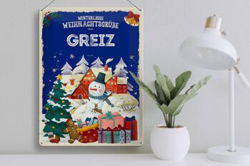 Plaque en tôle Salutations de Noël du cadeau GREIZ 30x40cm 3