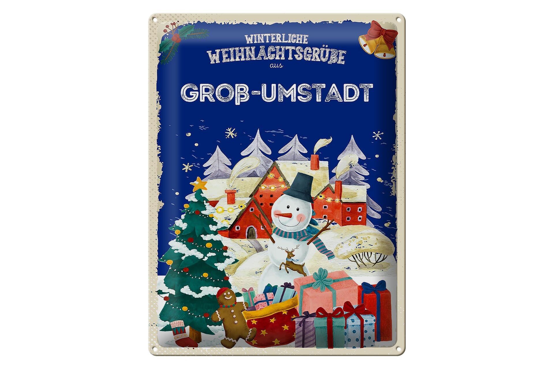 Targa in metallo auguri di Natale regalo GROSS-UMSTADT 30x40 cm