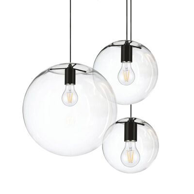 s.LUCE Orb gallery light 3- or 5-flame modular canopy - model: 3-flame, black / clear