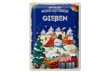 Plaque en étain Salutations de Noël du cadeau GIEßEN 30x40cm 1