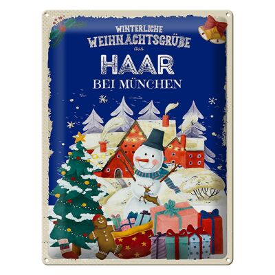 Plaque en étain "Vœux de Noël" CHEVEUX PRÈS DE MUNICH, cadeau 30x40cm