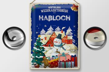 Plaque en étain Salutations de Noël du cadeau HAßLOCH 30x40cm 2