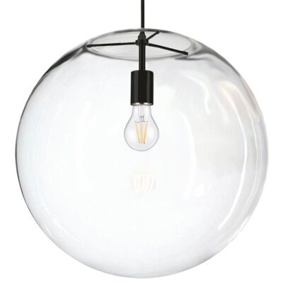 s.LUCE Orb 50 XL hanging lamp glass ball clear black