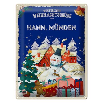 Plaque en tôle Salutations de Noël HANN. Cadeau MÜNDEN 30x40cm