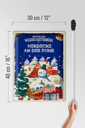 Plaque en tôle Salutations de Noël HERDECKE AN DER RUHR cadeau 30x40cm 4