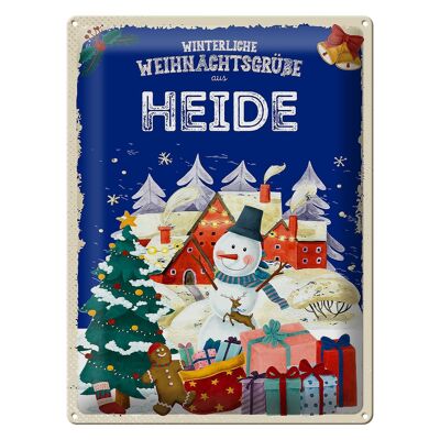 Blechschild Weihnachtsgrüße aus HEIDE Geschenk 30x40cm