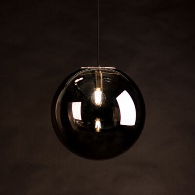 s.LUCE Orb 40 suspension boule en verre fumé or noir