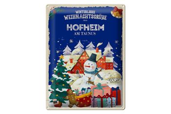 Signe en étain Salutations de Noël HOFHEIM AM TAUNUS cadeau 30x40cm 1