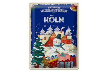 Plaque en tôle "Vœux de Noël de COLOGNE" cadeau 30x40cm 1