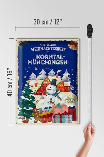 Plaque en tôle Vœux de Noël KORNTAL-MÜNCHINGEN cadeau 30x40cm 4