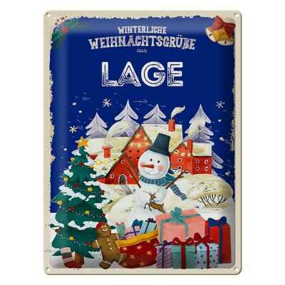 Blechschild Weihnachtsgrüße LAGE Geschenk FEST 30x40cm