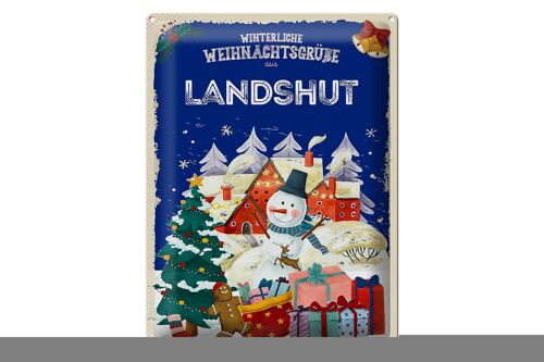 Blechschild Weihnachtsgrüße LANDSHUT Geschenk 30x40cm