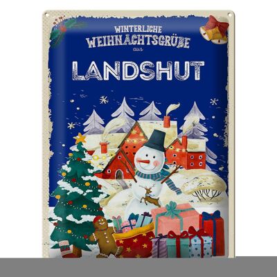 Cartel de chapa Saludos navideños LANDSHUT regalo 30x40cm