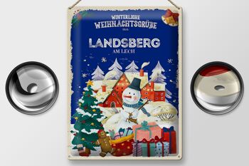 Plaque en tôle Vœux de Noël LANDSBERG AM LECH cadeau 30x40cm 2