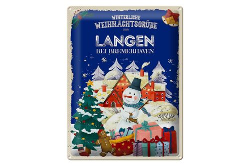 Blechschild Weihnachtsgrüße aus LANGEN BEI BREMERHAVEN 30x40cm