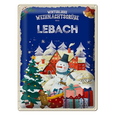 Cartel de chapa Saludos navideños de LEBACH regalo 30x40cm