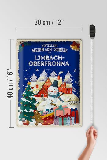 Plaque en tôle Vœux de Noël LIMBACH-OBERFROHNA cadeau 30x40cm 4