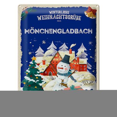Cartel de chapa Saludos navideños MÖNCHENGLADBACH regalo 30x40cm