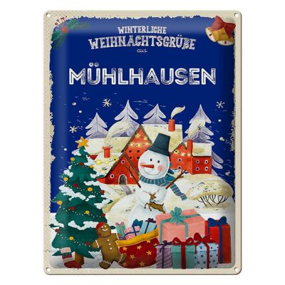 Cartel de chapa Saludos navideños MÜHLHAUSEN regalo 30x40cm