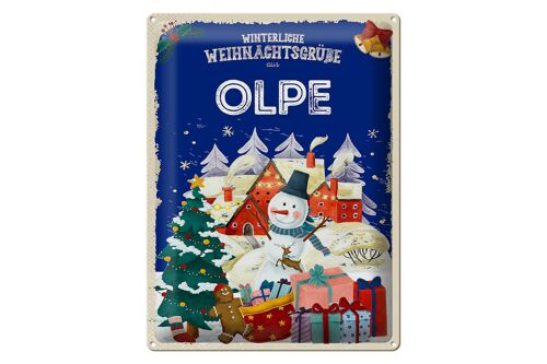 Blechschild Weihnachtsgrüße aus OLPE Geschenk 30x40cm