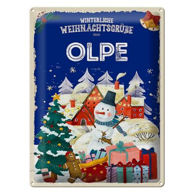 Blechschild Weihnachtsgrüße aus OLPE Geschenk 30x40cm