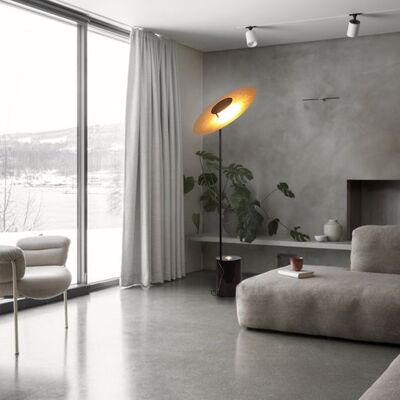 s.LUCE LED floor lamp Plate with marble base & reversible reflector Ø60cm