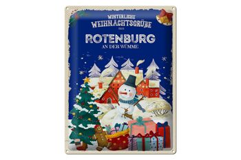 Plaque en tôle Salutations de Noël de ROTENBURG AN DER WÜMME 30x40cm 1