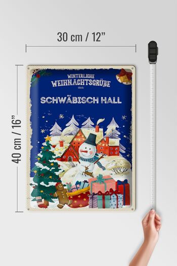 Plaque en étain Vœux de Noël SCHWÄBISCH HALL cadeau 30x40cm 4