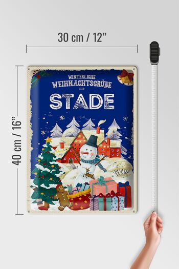 Plaque en tôle Salutations de Noël du STADE cadeau 30x40cm 4