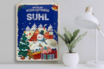 Signe en étain Salutations de Noël du cadeau SUHL 30x40cm 3